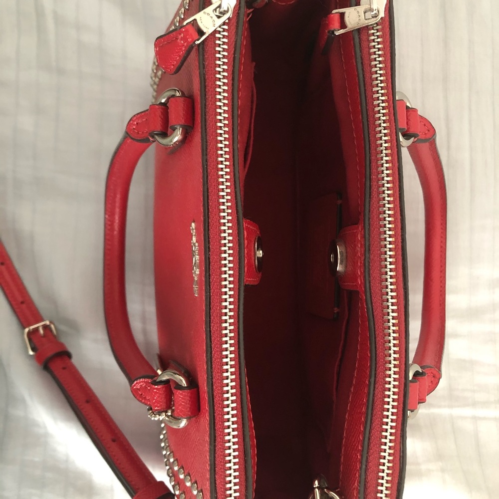 Coach red satchel purse style # 77911 - Picture 4 of 7